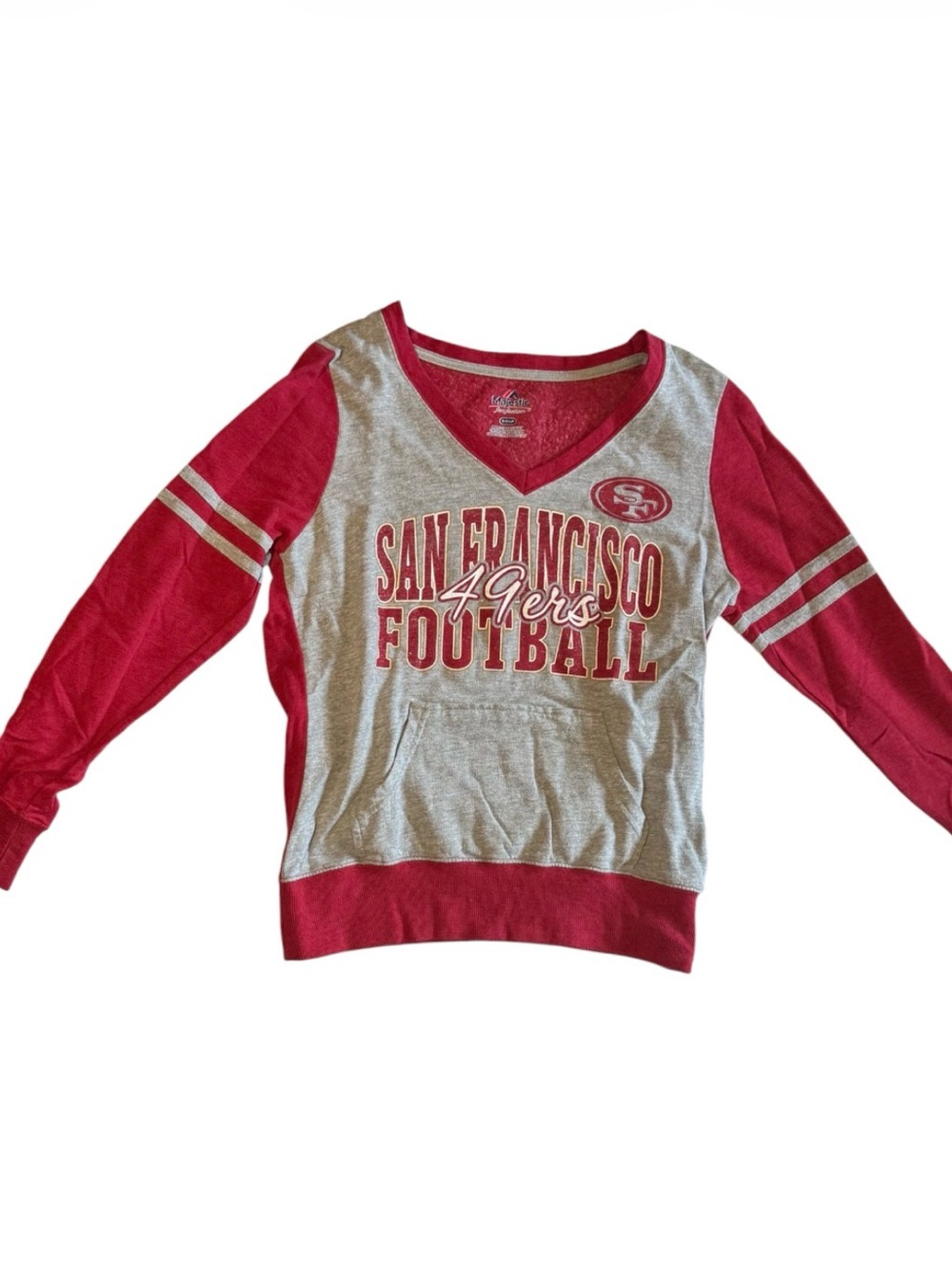 49ers V-Neck Pullover - Red & Gray